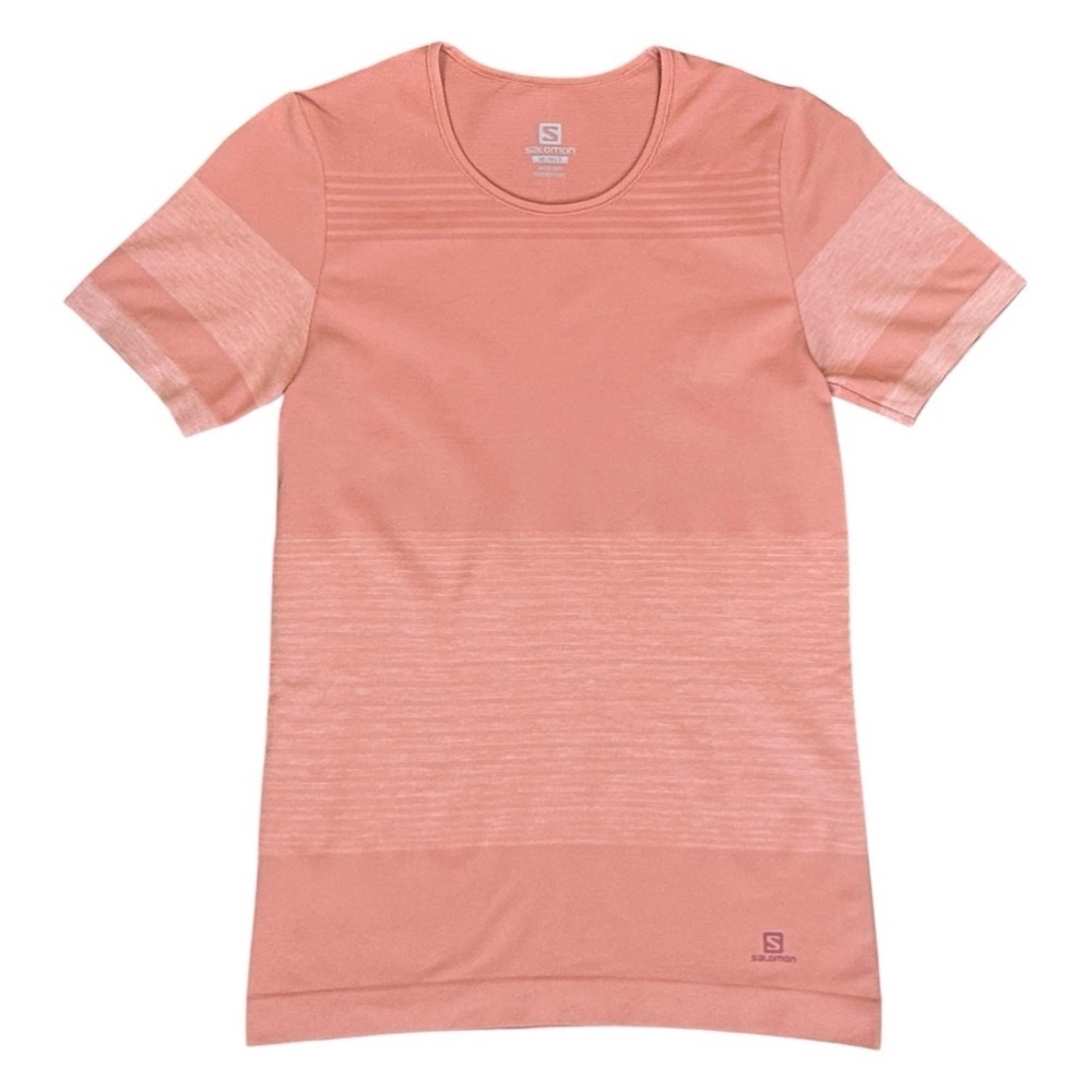 Salomon Elevate Move On Short Sleeve T-Shirt in Brick Dust Salmon Women’s Small - Picture 3 of 6